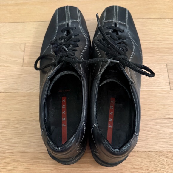 Prada Men\'s Black Leather Lace-Up Sneakers | Size: 8.5 UK / 9.5 US main image 10